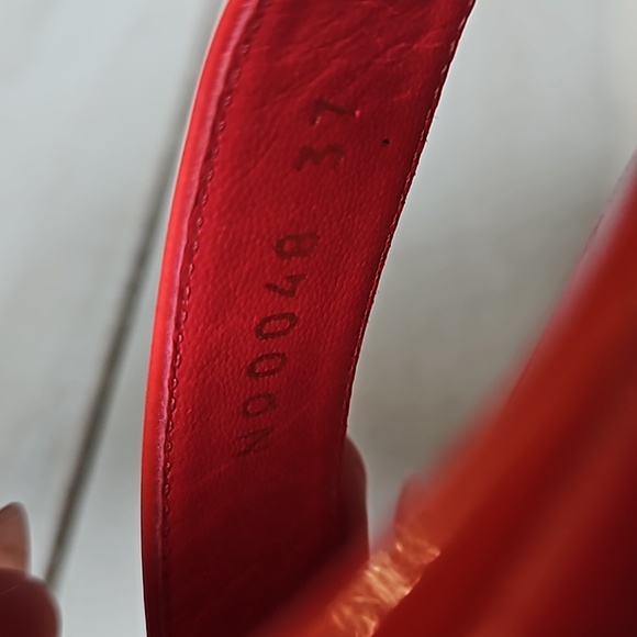 Louis Vuitton Red Patent Leather Logo Heels [size 37] - Picture 7 of 9